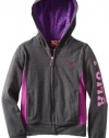 Puma-Kids Girls 7-16 Cheetah Lined Hoodie, Charcoal, Large