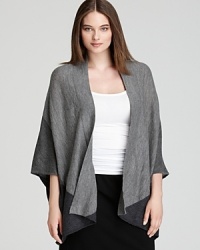 Crisp color blocking emboldens an effortless Eileen Fisher Plus cardigan for chic everyday style.