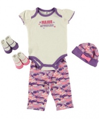 Baby Essentials Baby-girls Newborn Major Attitude Layette Set, White/Purple, 3-6 Months