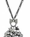 Betsey Johnson Iconic Jet Filigree Heart Pendant Necklace