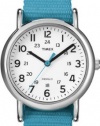 Timex Women's T2N836 Weekender Mid-Size Slip-Thru Blue Nylon Strap Watch