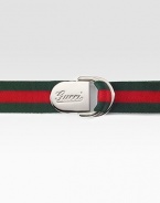 Rich grosgrain detail with engraved logos and nickel buckle. About 1½ wide Made in Italy 