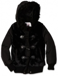 Jessica Simpson Coats Girls 7-16 Faux Fur Vest/Jacket, Black, Large