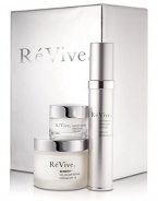 This day-to-night skincare regimen renews, protects and soothes skin. Features full sizes of the high-tech protective serum and daily SPF repair cream, plus a deluxe sample of the best-selling night moisturizer. Renews, protects and soothes skin to provide ultimate benefits and give skin the legendary ReVive Glow.  Set includes: 1 oz. Defensitif Renewal Serum, 2 oz. Sensitif Cellular Repair Cream SPF 15, and 0.5 oz. Moisturizing Renewal Cream.