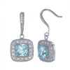 4.10 CT Cushion Cut Blue Topaz Earrings In Sterling Silver