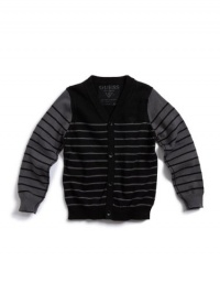 GUESS Kids Boys Big Boy Colorblock Stripe Cardigan, STRIPE (12/14)