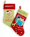 Naughty but cute, make pets part of your family tradition with their very own Christmas stockings. Featuring a cute dog or cat motif in festive red and green.