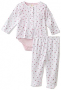 ABSORBA Baby-Girls Newborn 3 Piece Cherry Print Cardigan, Bodysuit and Pant Set, White/Pink, 0/3