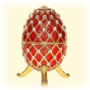 Large RED Faberge style Egg Box 24K Gold Swarovski Crystals with Big Jewelry FIGURINE