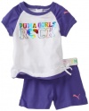 Puma - Kids Baby-girls Infant Reglan Tee And Jersey Short Set, Purple, 12 Months