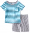 Splendid Littles Baby-Boys Infant Mini Rugby Tee Short Set, Surf, 12-18 Months