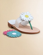 She'll love to mix and match her outfits according to this leather design with three changeable daisies. Leather upper Leather and synthetic sole Made in USA