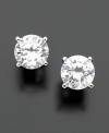 B. Brilliant Sterling Silver Earrings, Cubic Zirconia 6.5mm Stud