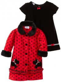 Blueberi Boulevard Baby Girls Infant Coat Flock Velvet Dress, Red, 12 Months