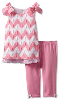 Bonnie Jean Girls 2-6X Flamestitch Legging Set, Pink, 2T