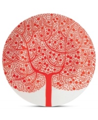 Branch out from the Fable Garland dinnerware pattern with the red tree accent plate. Featuring distinct Scandinavian style and the sleek durability of Royal Doulton porcelain.