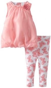 Calvin Klein Baby-girls Infant Tunic with Printed Butterfly Leggings, Pink, 12 Months