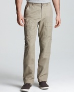 Elie Tahari's modern take on classic cargo pants is far from standard, rendered in a lightweight blend of linen and cotton for a comfortable feel, and featuring flap pockets above the knee on the front and back.