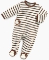 In between my morning bath and my next bottle, I like to lounge in this horizontal stripe soft velour coverall by Little Me.