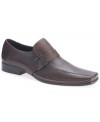 The clean lines and smooth leather strap on this pair of men's dress shoes make these comfortable Kenneth Cole loafers a great choice for any day of the week.