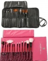 MASH 12pc Studio Pro Makeup Make Up Cosmetic Brush Set Kit w/ Leather Case - For Eye Shadow, Blush, Concealer, Etc