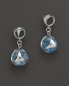 Glittering blue topaz stones are suspended inside Di MODOLO's signature sig piece on these modern drop earrings.