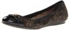 Cole Haan Women's Air Reesa Buckle Ballet Flat,Black/Ivory Mini Snow,6.5 B US