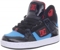 DC Kids Rebound Skate Shoe (Little Kid/Big Kid),Black/Athletic Red/Turquoise,6.5 M US Big Kid