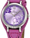 Zou Zou Purple Flower Dial Pink Faux Leather Ladies Watch ZRT6005