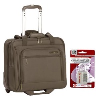 Delsey Helium Superlite Trolley Tote Bag Mocha Brown with Voltage Valet Travel Combination Lock Silver