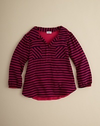 A fun take on classic shirting, the Famous shirt from Splendid has a casual drape, bright stripes and a split neckline.