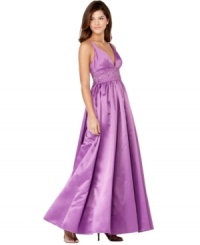 A fashion-forward color and a timeless silhouette mix on Jessica Simpson's latest gown. The wide waistband is sequined and beaded for extra sparkle! (Clearance)