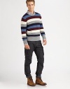 Perfect for layering with your work wardrobe or weekend attire, this versatile, striped sweater is knitted in superior wool for a warm, cozy fit.CrewneckRibbed knit collar, cuffs and hemWoolDry cleanImported