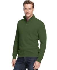 Layered, alone, with dress pants or jeans, this versatile Tasso Elba sweater adds a refined touch to any occasion.