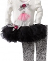 Blueberi Boulevard Baby-girls Newborn Bows Embroidered Ballerina Knit Set With Mesh Tutu Skirt, Black, 6-9 Months