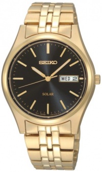 Seiko Men's SNE044 Gold Tone Solar Black Dial Watch