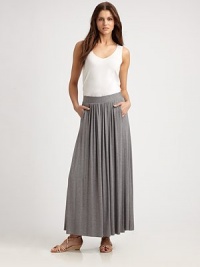 Softly gathered details give this long, knit skirt with a comfortable, elasticized waistband, instant appeal.Elasticized waistbandAbout 43 long96% modal/4% elastaneHand washImported Model shown is 5'10 (177cm) wearing US size Small. 