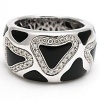 Roberto Coin Panda Onyx Diamond Cocktail Ring Solid 18k White Gold