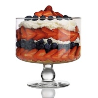 Multipurpose glass trifle bowl with stemmed base. Actual bowl is 8 across and holds 96 oz.