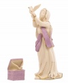 Make peace with your nativity scene. In lustrous ivory porcelain with elaborate gold and lavender detail, the Dove Seller figurine exudes calm and grace amid all the Christmas excitement.