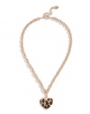 GUESS Gold-Tone Leopard Heart Necklace, GOLD