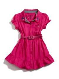 GUESS Kids Girls Printed Dress with Belt, DEEP PINK (6)