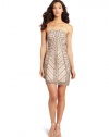 Adrianna Papell Women's Strapless Fully Beaded Cocktail Dress, Nude, 10