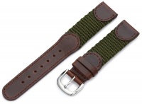 Hadley-Roma Men's MSM866RAB180 18-mm Brown and Olive 'Swiss-Army' Style Nylon and Leather Watch Strap