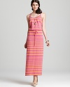 C&C California defines easy-chic summer style with this vibrantly striped maxi dress, complete with a waist-cinching drawstring.