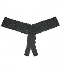 Hanky Panky After Midnight Signature Lace Crotchless Low Rise Thong, One Size, Black