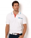 Add preppy cool style to your weekend wear with this Nautica polo.