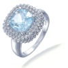 8MM Cushion Cut Blue Topaz Ring In Sterling Silver 2CT (Available In Sizes 5 - 9)