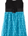 Ruby Rox Kids Girls 7-16 Eyelash Dress, Turquoise/Black, 14