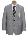 Michael Kors Mens 2 Button Flat Front Gray Plaid Wool Suit